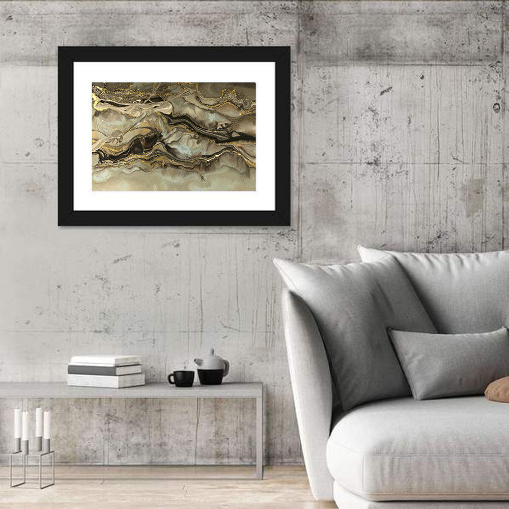 Golden Marbled Texture Wall Art