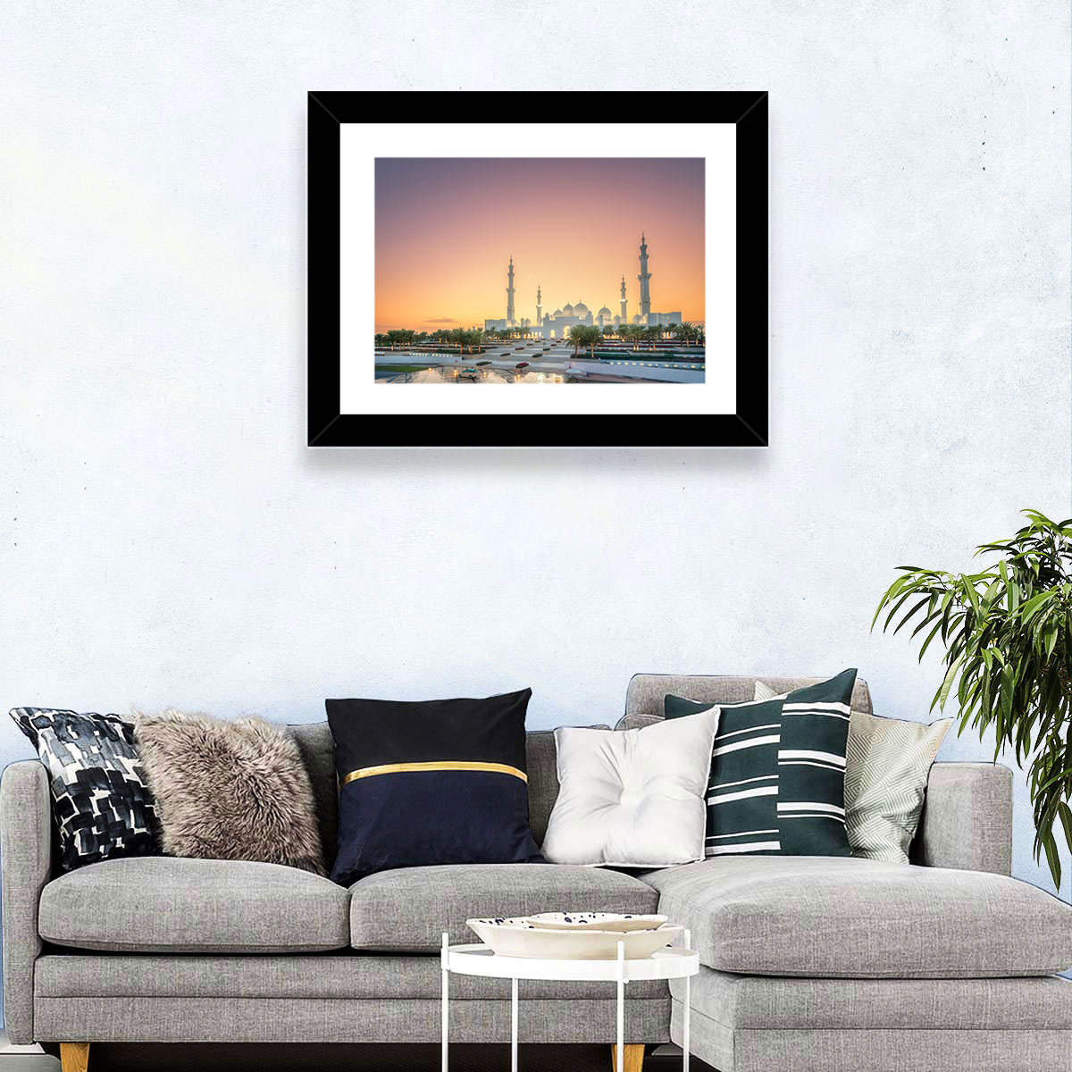 Sheikh Zayed Grand Mosque at Sunset Wall Art in a room, landscape