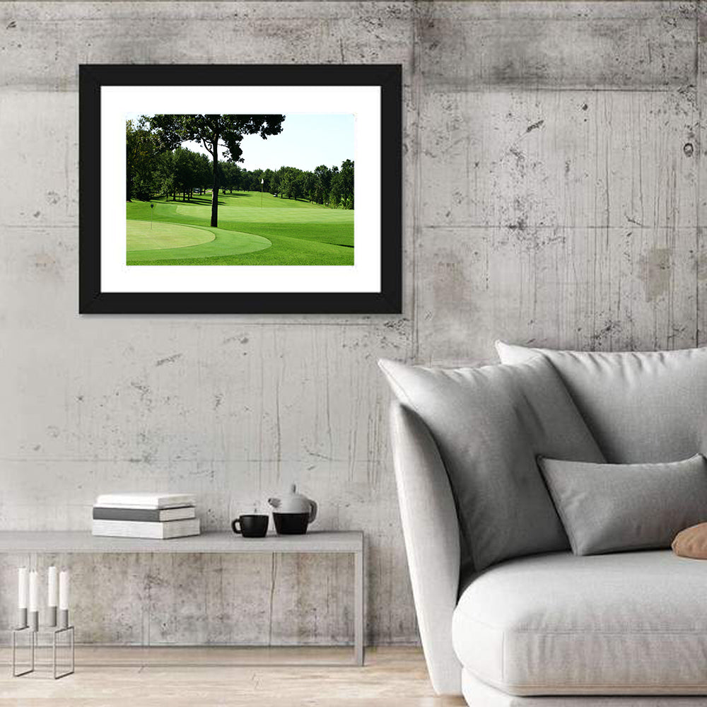Oklahoma Golf Course Greens Wall Art in a room, landscape