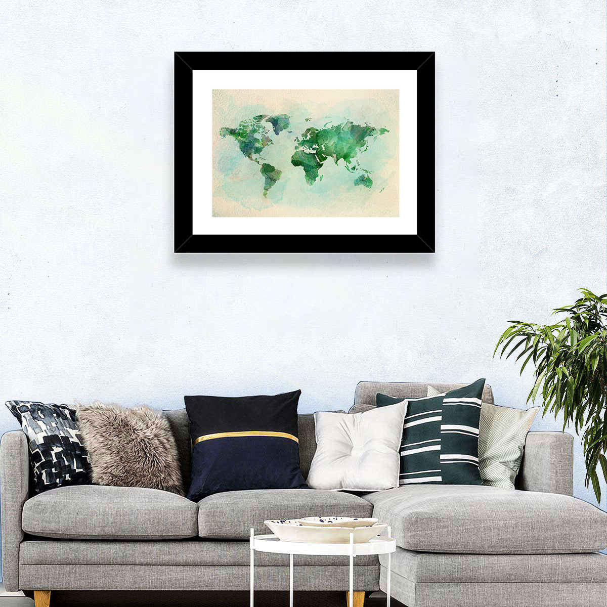 Green World Map Wall Art