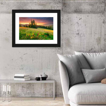 Sunset Meadow with Wildflowers Wall Art