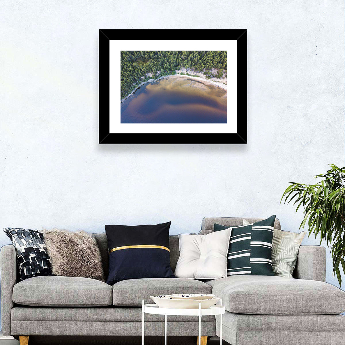 Lake Onega Shoreline Wall Art in a room, landscape