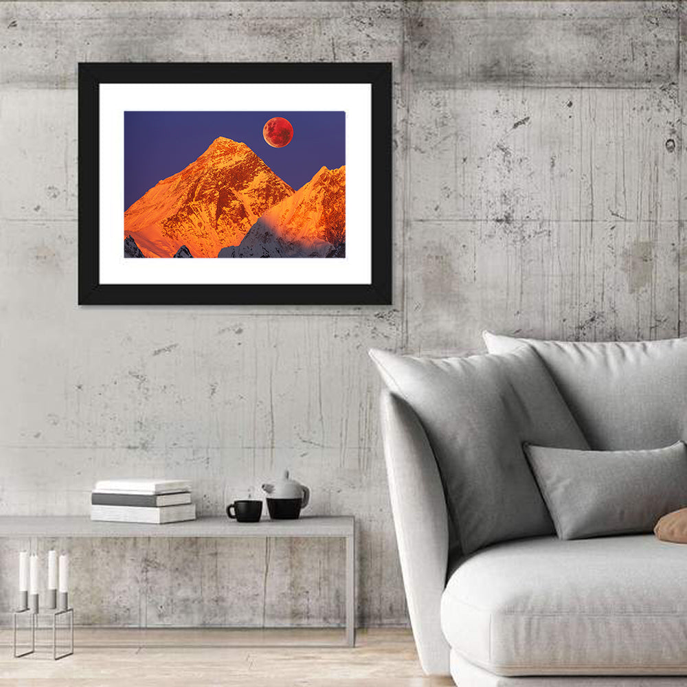 Mount Everest at Sunset Wall Art in a room, landscape