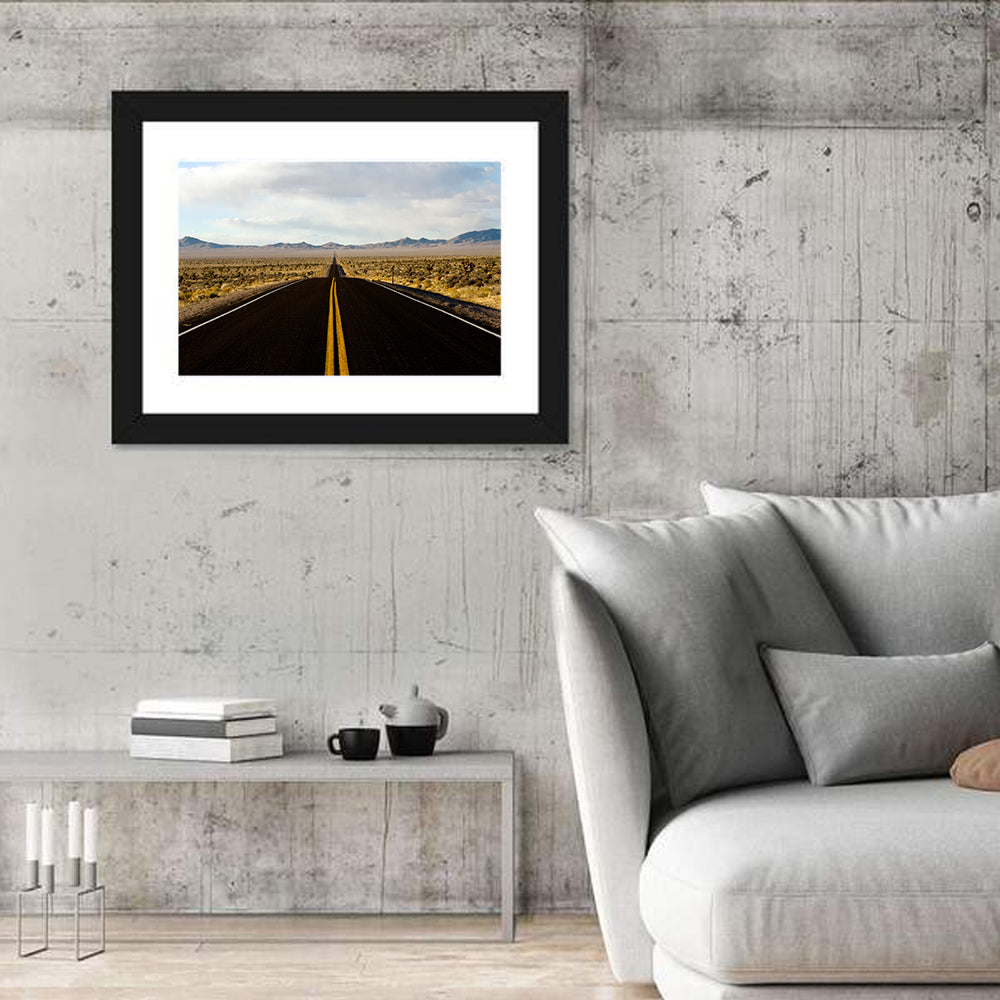 Nevada Desert Highway Wall Art in a room, landscape