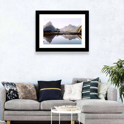 Mitre Peak Reflection at Milford Sound Wall Art