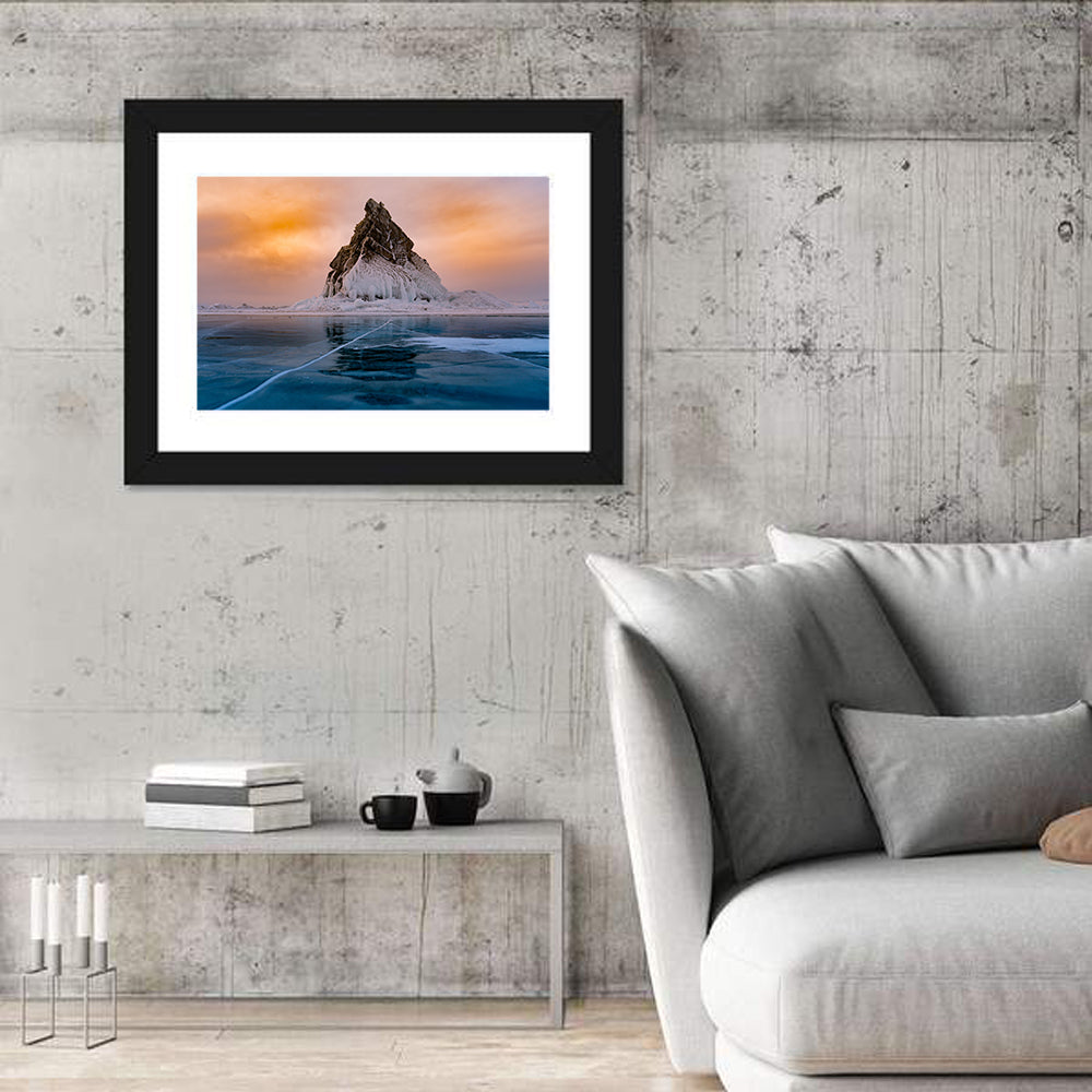 Frozen Lake Baikal at Dusk Wall Art