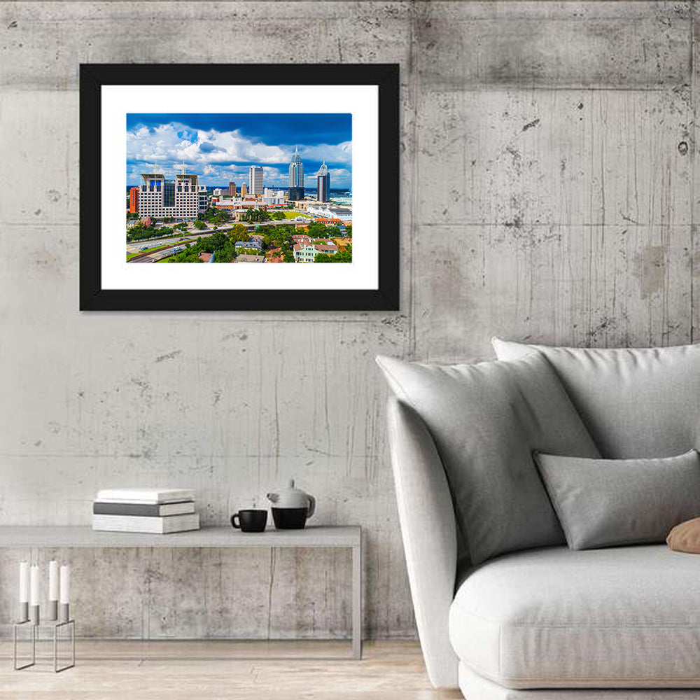 Mobile Skyline with Rsa Battle House Tower Wall Art in a room, landscape