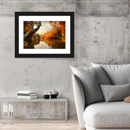Golden Autumn River Reflections Wall Art