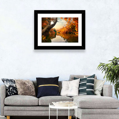 Golden Autumn River Reflections Wall Art