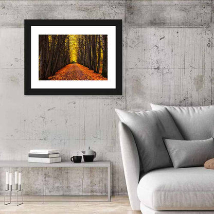 Autumn Park Path Under Yellow Canopy Wall Art