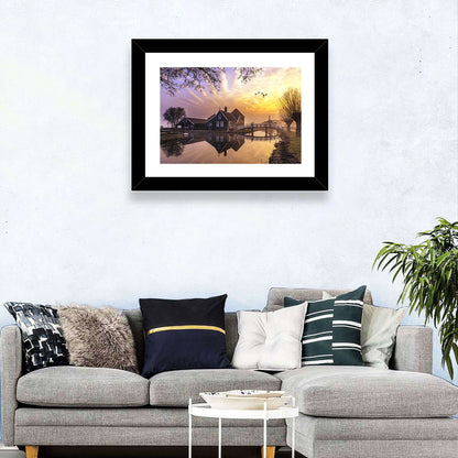 Dutch Canal House at Sunset Wall Art
