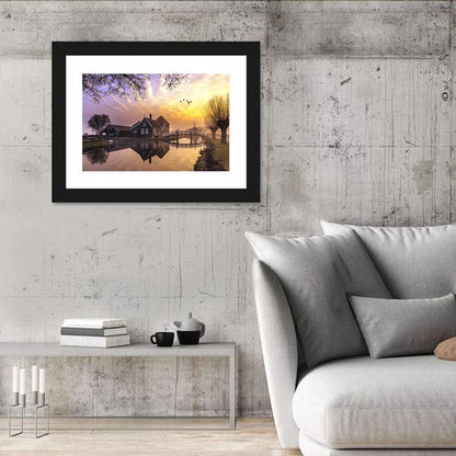 Dutch Canal House at Sunset Wall Art