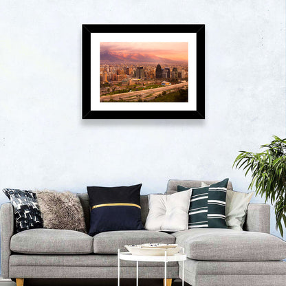 Santiago Skyline at Sunset Wall Art