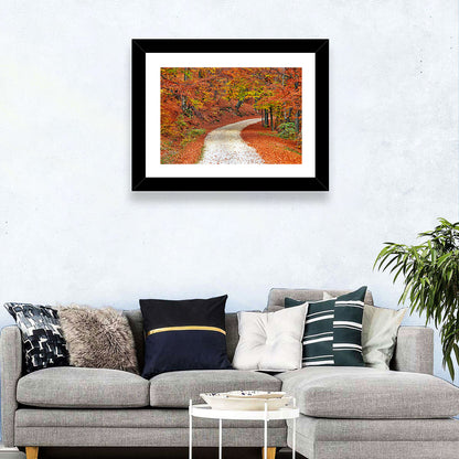 Misty Gravel Path Through Autumn Trees Wall Art
