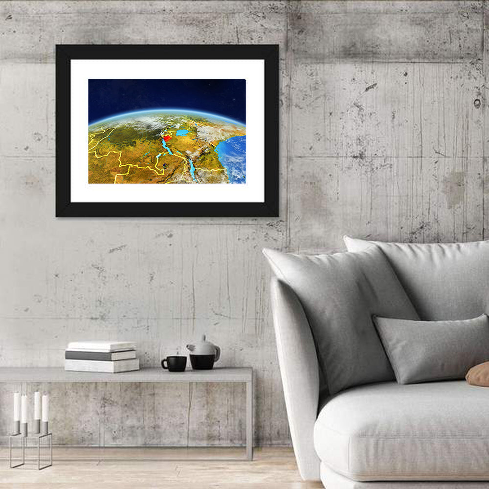East Africa Great Lakes from Space Wall Art in a room, landscape