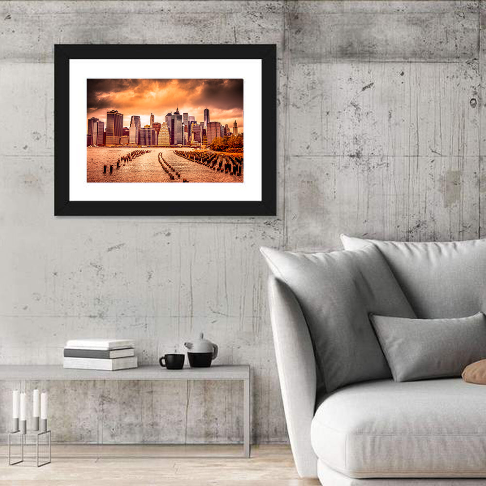 Lower Manhattan Financial District Wall Art in a room, landscape