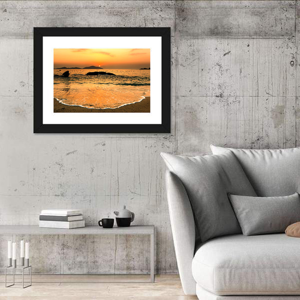 Khanh Hoa Beach Sunset Wall Art in a room, landscape