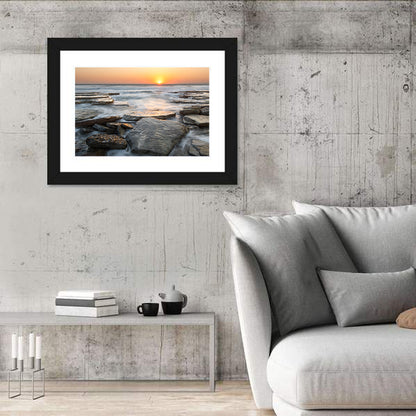 Golden Hour Rock Shoreline Sunset Wall Art