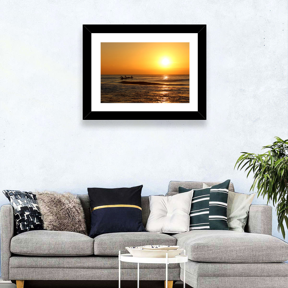 Puri Beach Sunrise Wall Art in a room, landscape