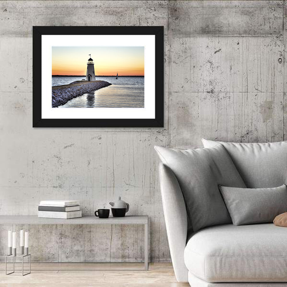 Lake Hefner Lighthouse Sunset Wall Art