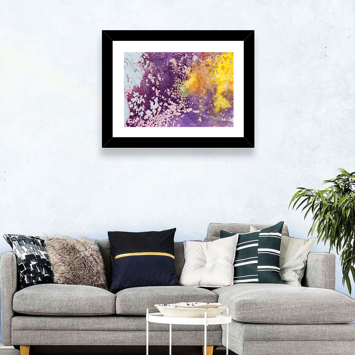 Color Fusion Abstract Wall Art in a room, landscape