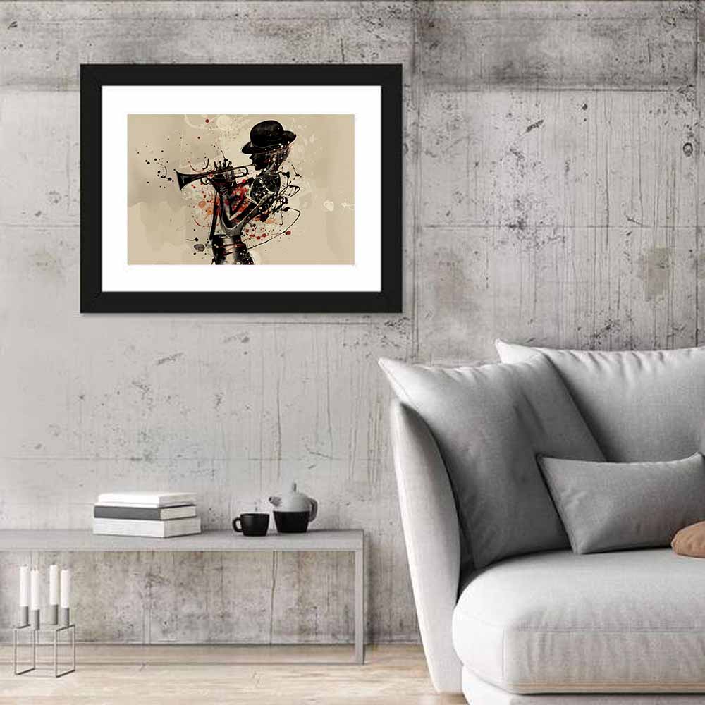 Grunge Trumpeter Silhouette Wall Art