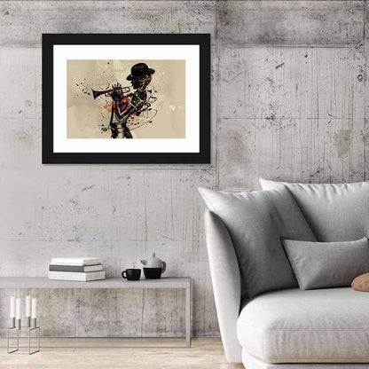 Grunge Trumpeter Silhouette Wall Art