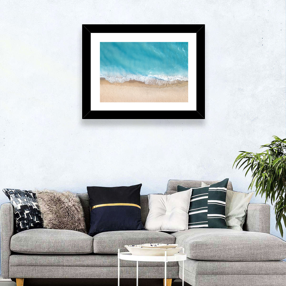 Top-down Turquoise Beachscape Wall Art