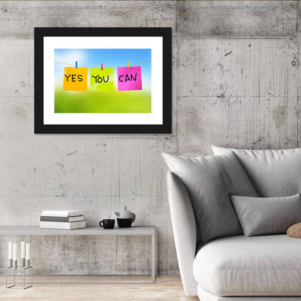 Yes You Can Post-it Notes Wall Art in a room, landscape