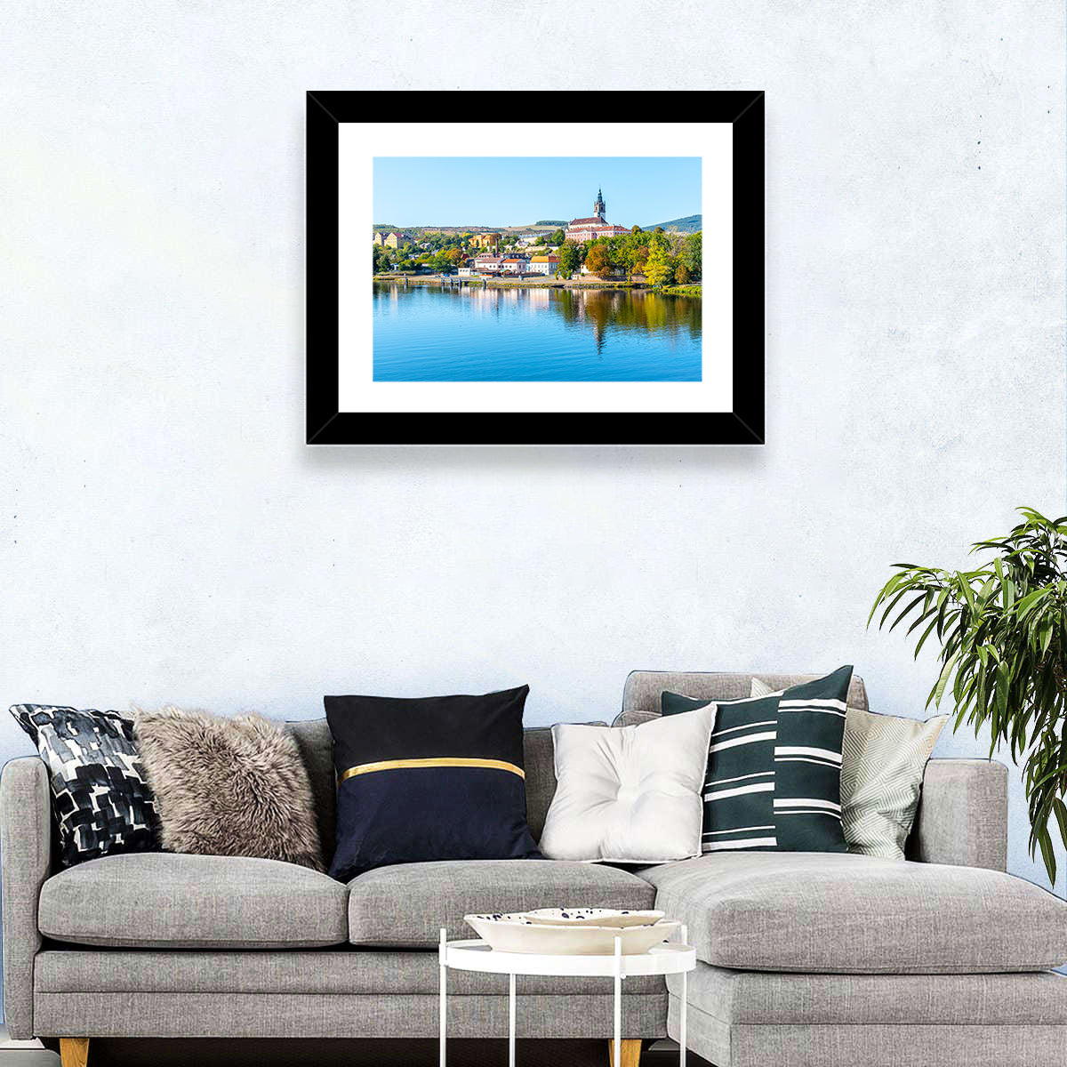 Roudnice Castle Riverbank Reflections Wall Art