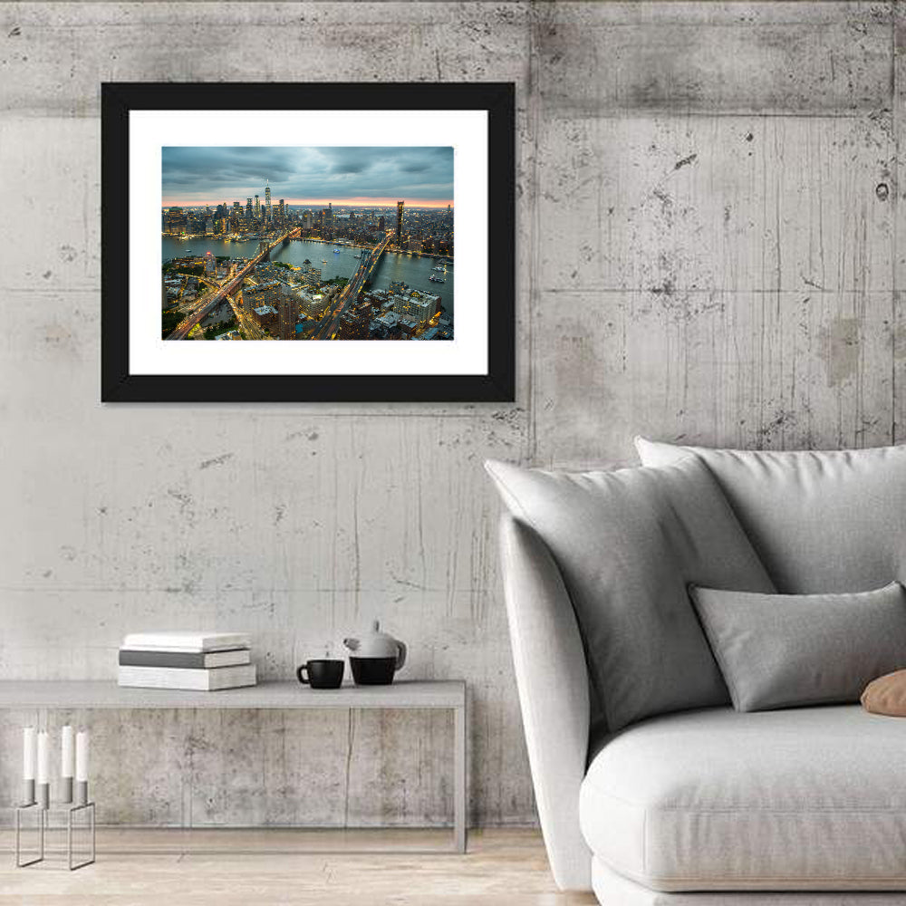 New York Twilight Cityscape Wall Art in a room, landscape