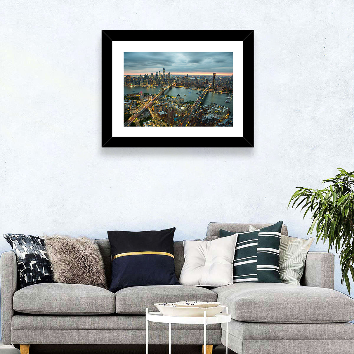 New York Twilight Cityscape Wall Art in a room, landscape