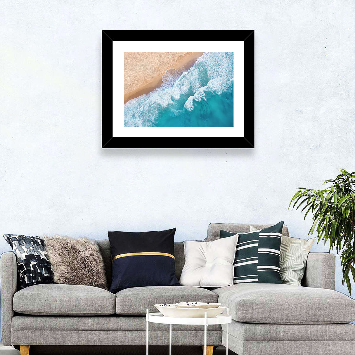 Aerial Turquoise Beach Waves Wall Art