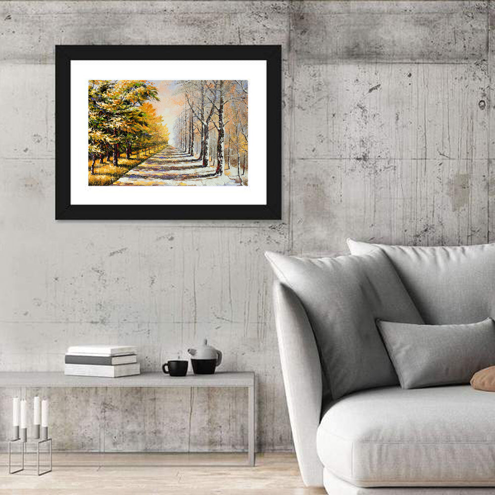 Autumn to Winter Forest Path Wall Art