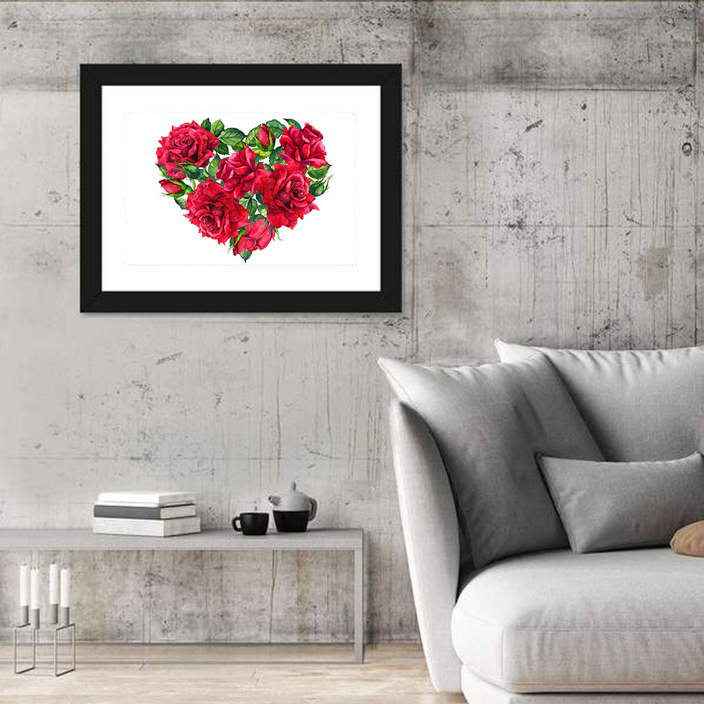 Watercolor Rose Heart Wall Art