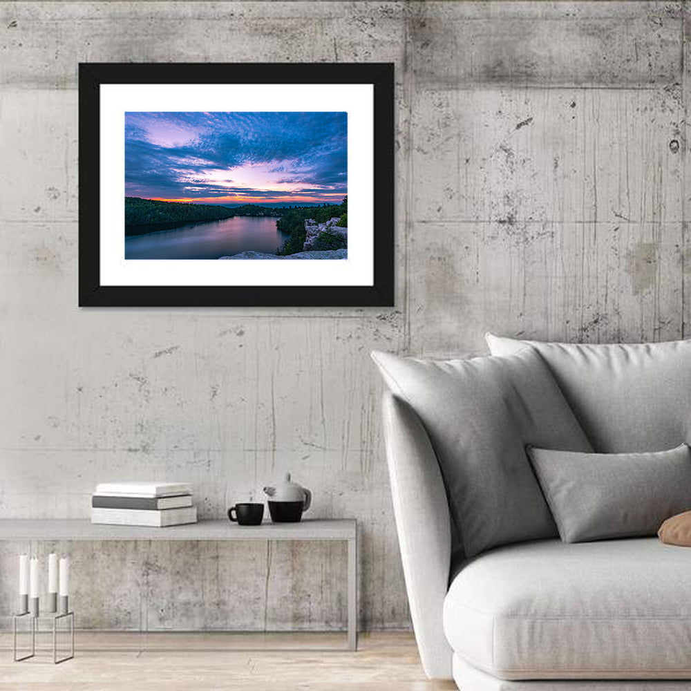 Lake Minnewaska Sunset Wall Art in a room, landscape