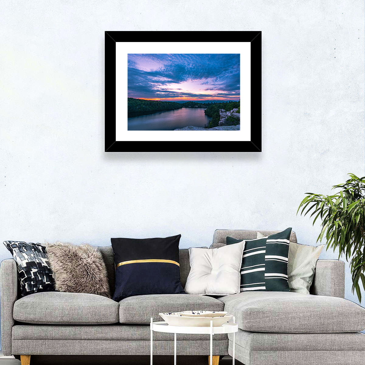 Lake Minnewaska Sunset Wall Art in a room, landscape