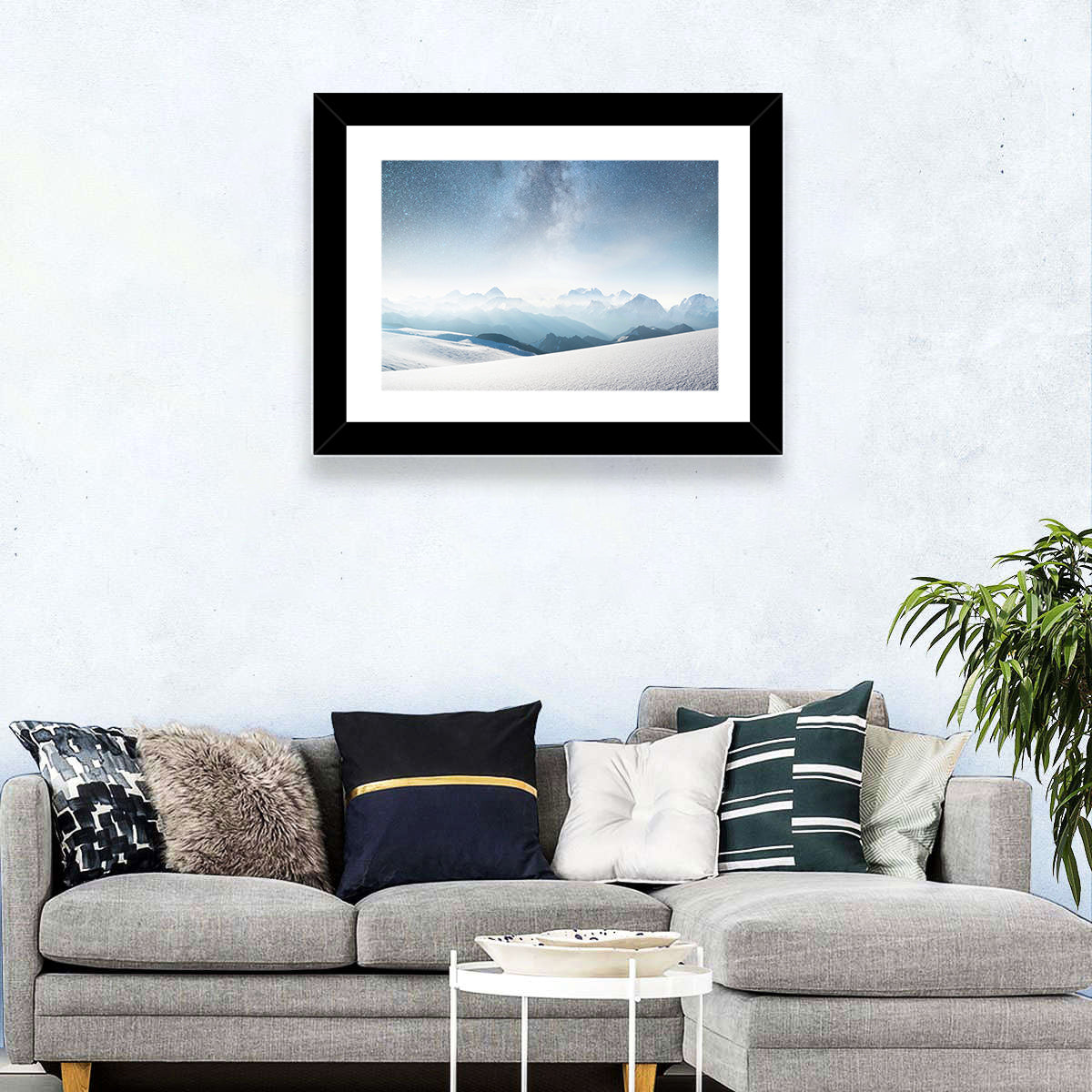 Starry Milky Way Over Snowy Peaks Wall Art
