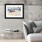 Snowy Mountain Cabin Landscape Wall Art