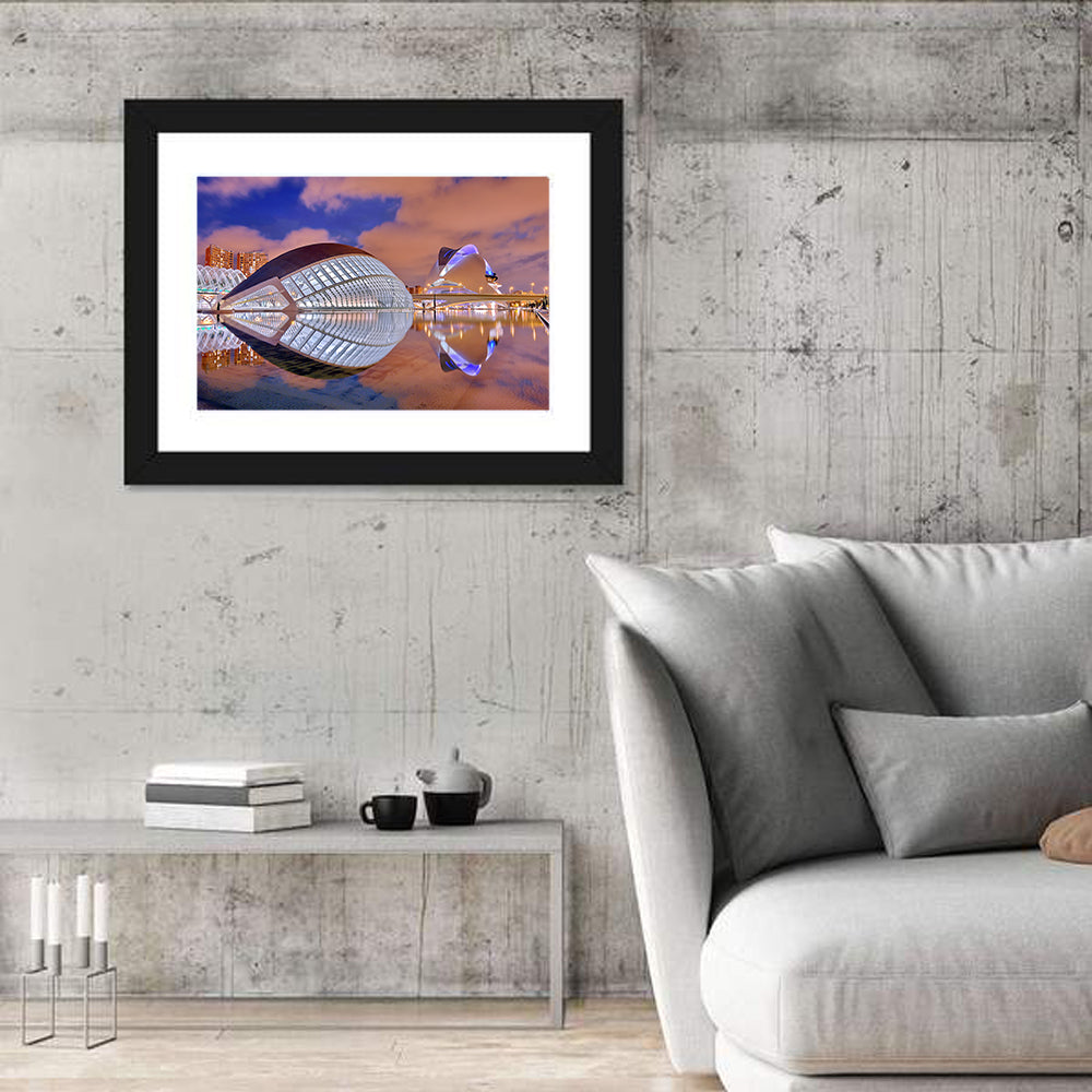 Valencia City of Arts and Sciences Twilight Wall Art in a room, landscape