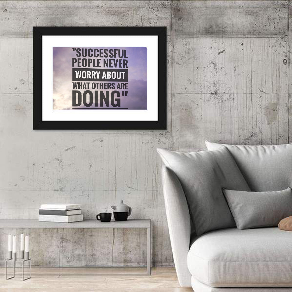 Successful People Never Worry Cloudy Sky Quote Wall Art