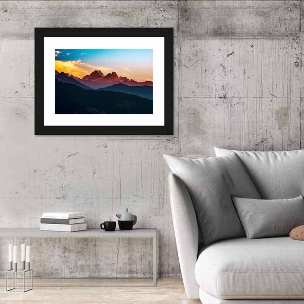 Helambu Mountain Range at Sunrise Wall Art in a room, landscape