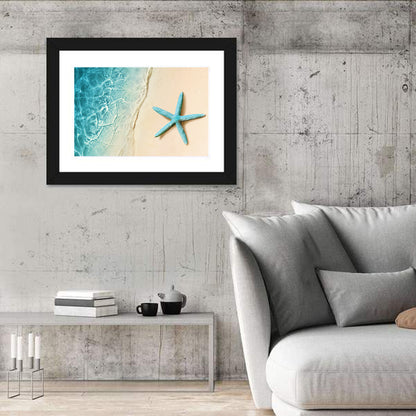 Blue Starfish on Sandy Beach Wall Art