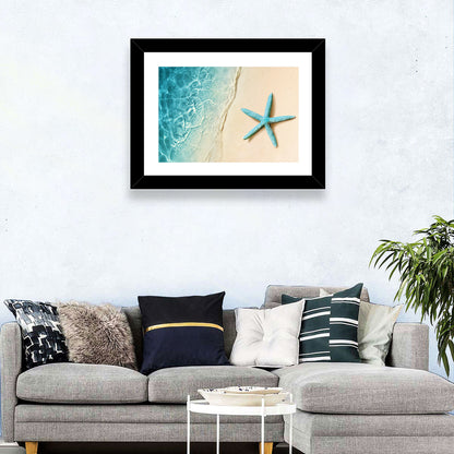 Blue Starfish on Sandy Beach Wall Art