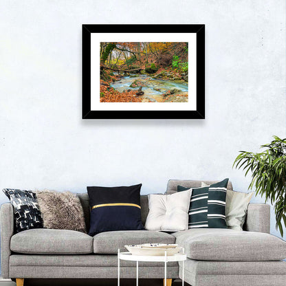 Mossy Footbridge in Autumn Forest Wall Art