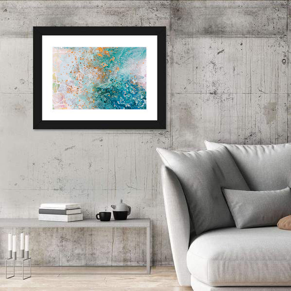 Teal Water Drops Abstract Wall Art