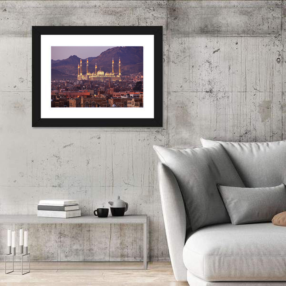 Al-saleh Mosque at Dusk Wall Art in a room, landscape