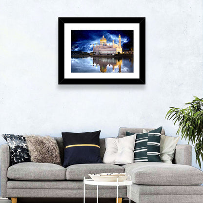 Omar Ali Saifuddien Mosque at Night Wall Art