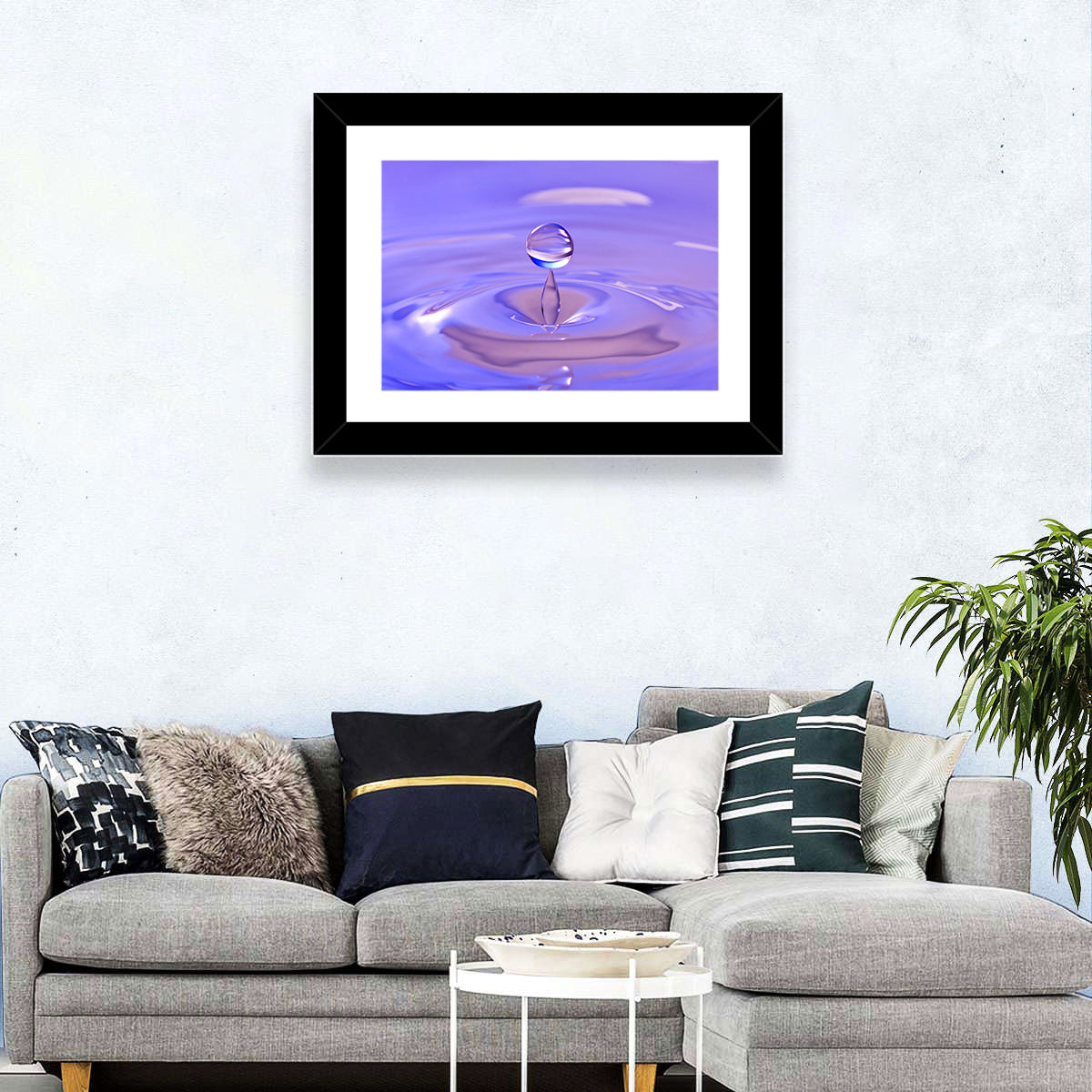 Purple Water Droplet Splash Wall Art
