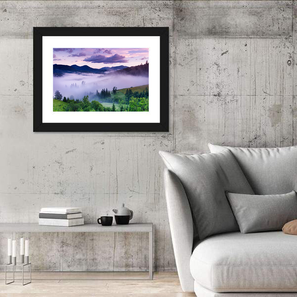 Misty Mountain Valley at Twilight Wall Art